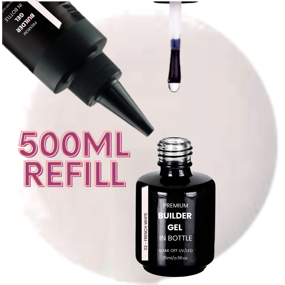 Premium BUILDER GEL IN BOTTLE extra strong - 02 French White 500ml REFILL