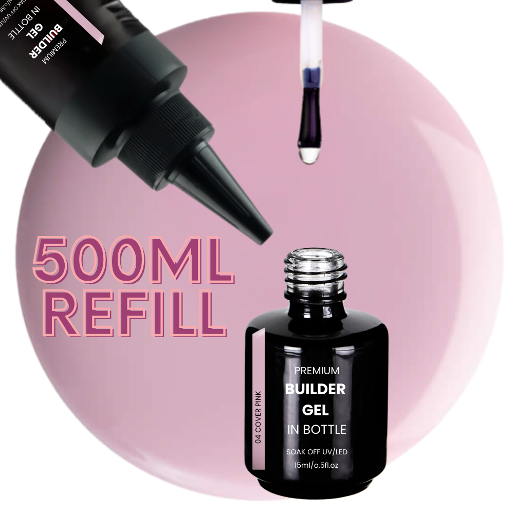 Premium BUILDER GEL IN BOTTLE extra strong - 04 Cover Pink 500ml REFILL
