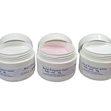 EuBeCos Acryl Nagel Starterset PLUS Liquid 100ml Acrylpuder weiß klar rosa 90g + Anleitung 11 teiliges STARTERSET MADE IN GERMANY - EuBeCos
