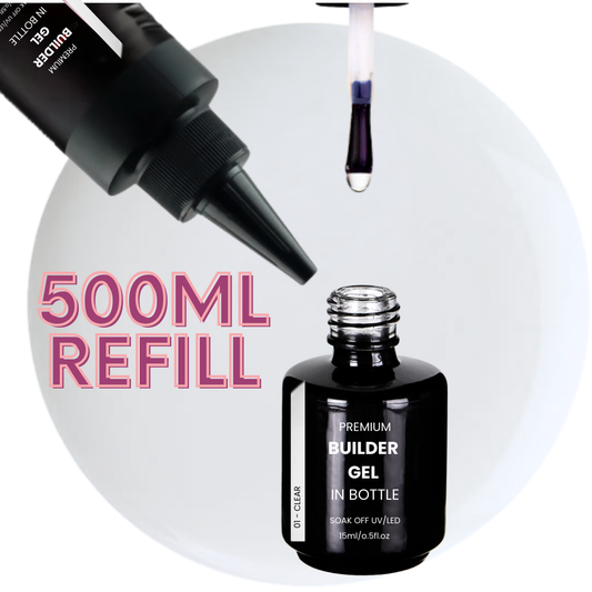 Premium BUILDER GEL IN BOTTLE extra strong  - 01 CLEAR 500ml REFILL