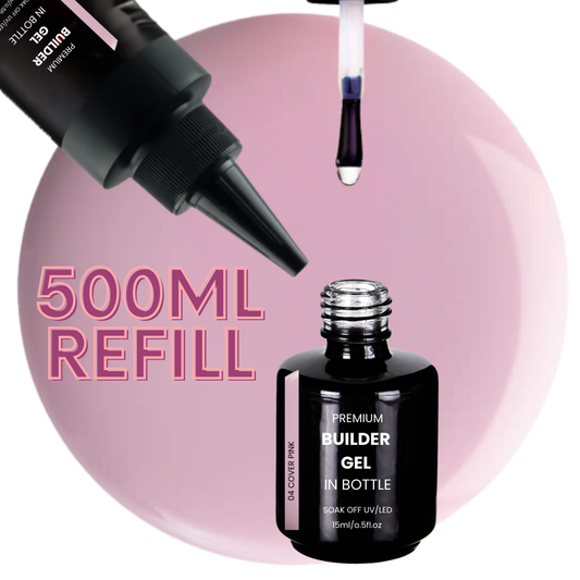 Premium BUILDER GEL IN BOTTLE extra strong  - 04 Cover Pink 500ml REFILL