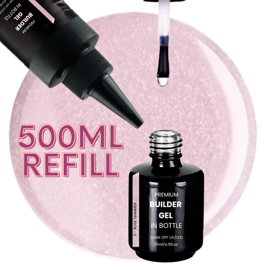Premium BUILDER GEL IN BOTTLE extra strong - 11 Rose Shimmer 500ml REFILL