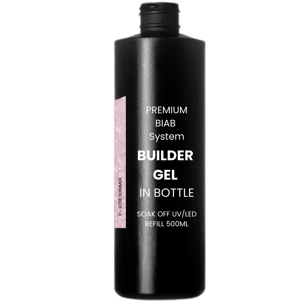 Premium BUILDER GEL IN BOTTLE extra strong - 11 Rose Shimmer 500ml REFILL